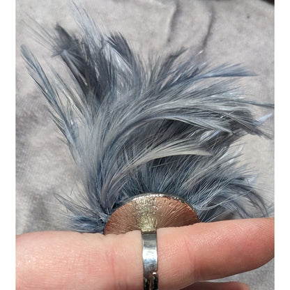 Funky Grey Feather Adorned Statement Ring