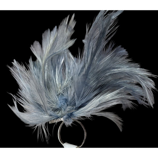 Funky Grey Feather Adorned Statement Ring