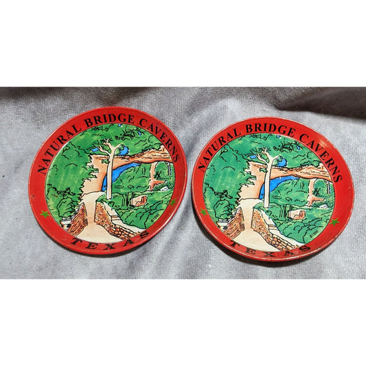 Vintage Natural Bridge Caverns Texas Souvenir Mini Plates/Coasters (2)