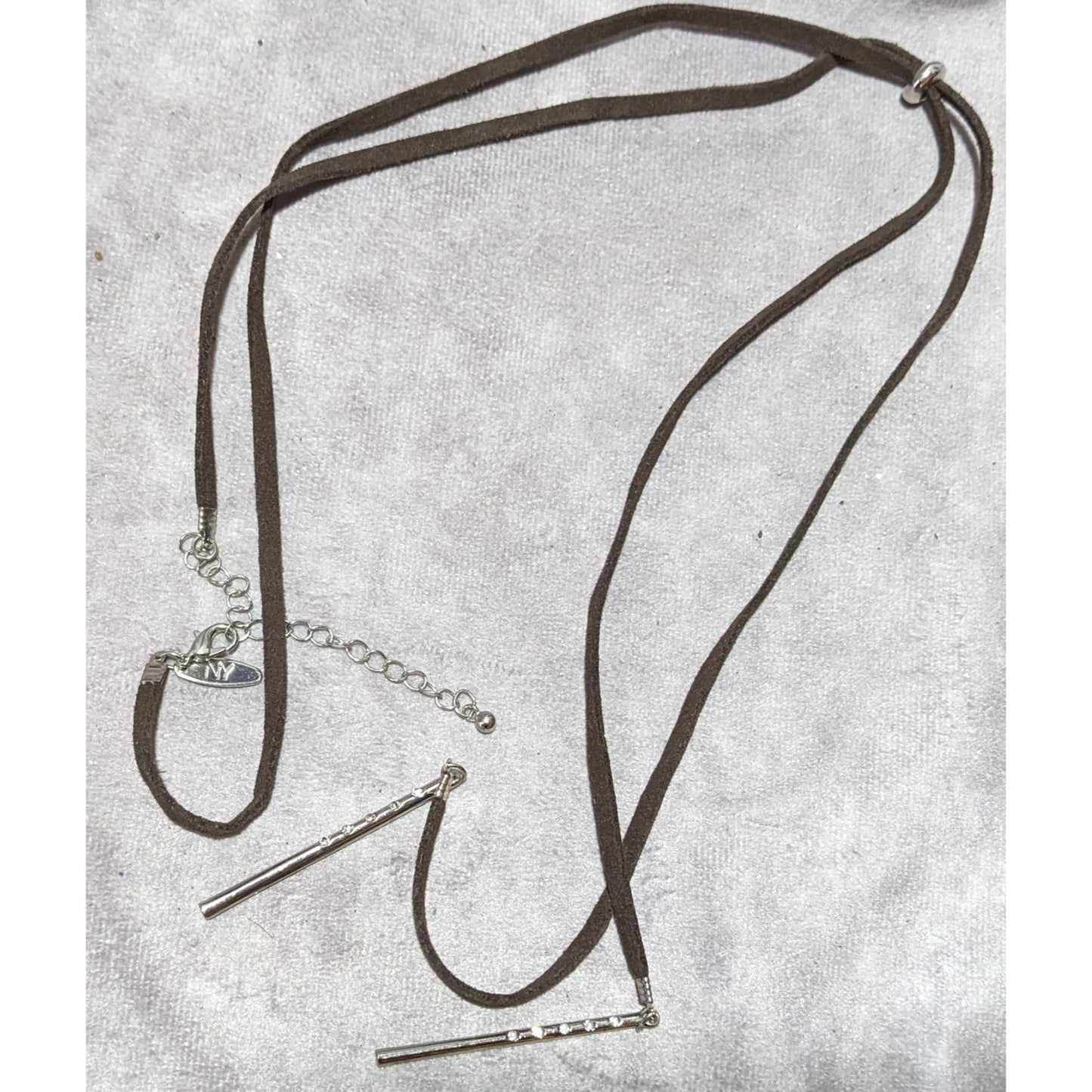 NY Collection Faux Leather Bolo Charm Necklace