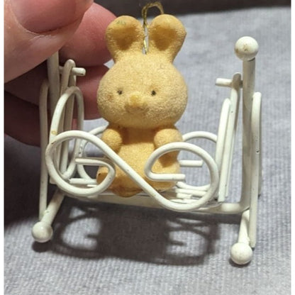 Vintage Avon Bunny In Cradle Ornament