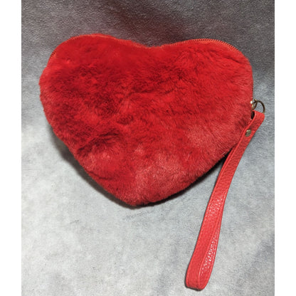 Red Plush Heart Clutch/Wristlet