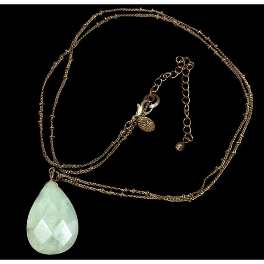 Vintage Lydell NYC Green Teardrop Agate Necklace