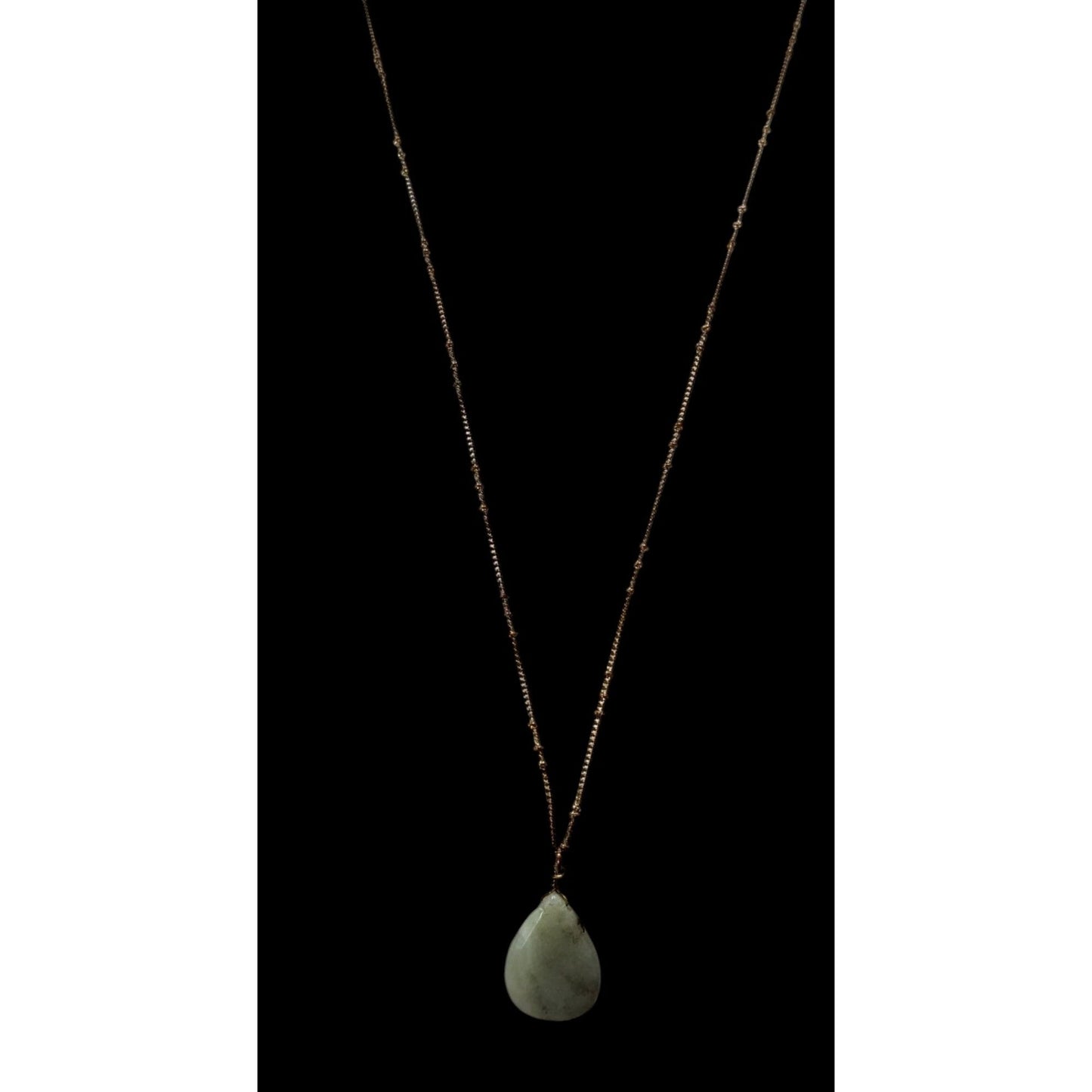 Vintage Lydell NYC Green Teardrop Agate Necklace