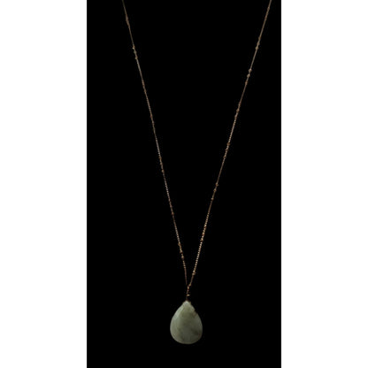Vintage Lydell NYC Green Teardrop Agate Necklace
