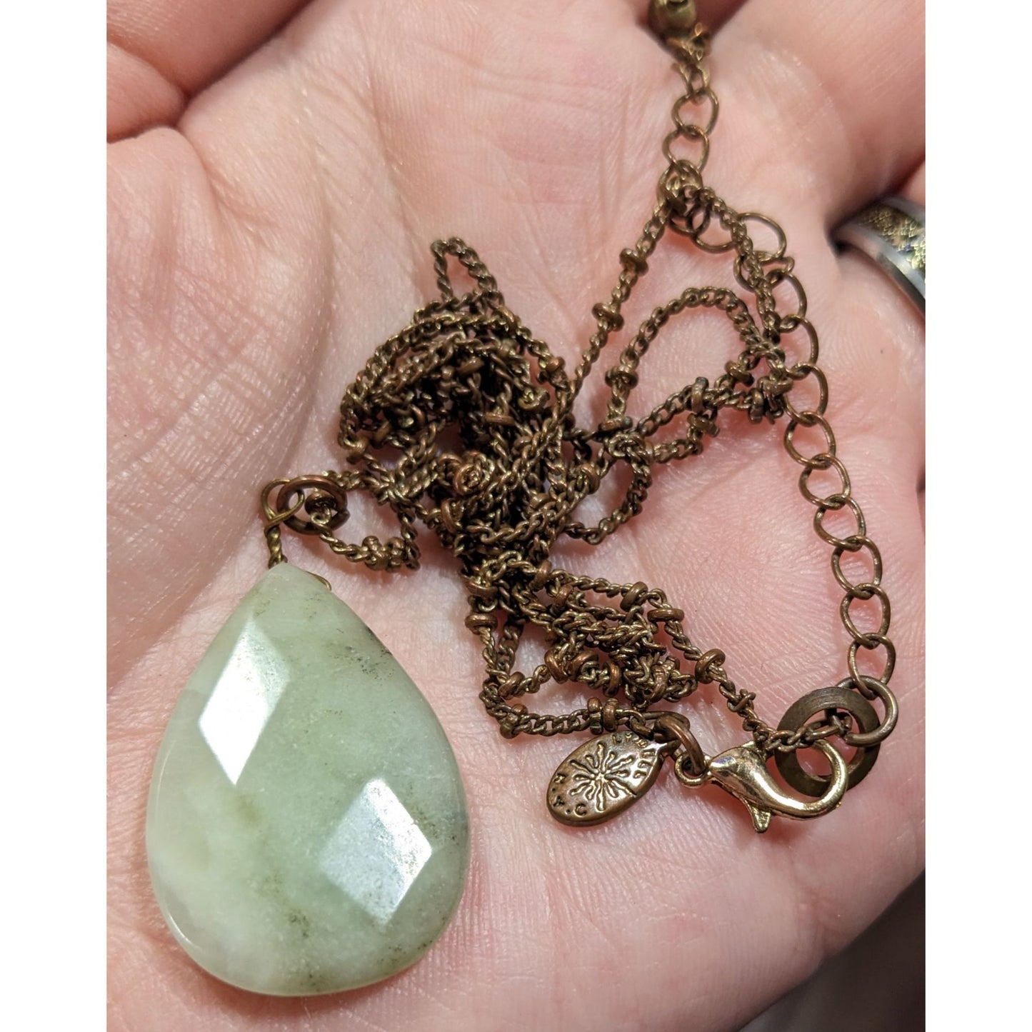 Vintage Lydell NYC Green Teardrop Agate Necklace