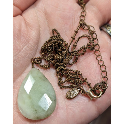 Vintage Lydell NYC Green Teardrop Agate Necklace