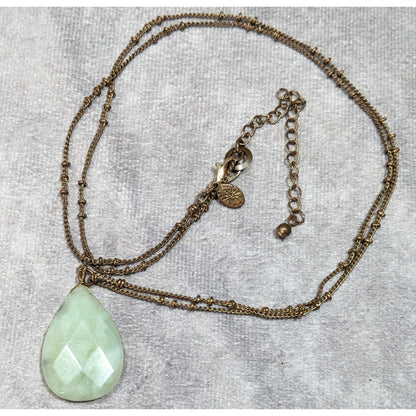 Vintage Lydell NYC Green Teardrop Agate Necklace