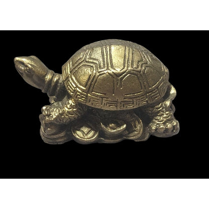 Brass Feng Shui Lucky Coin Turtle Figurine