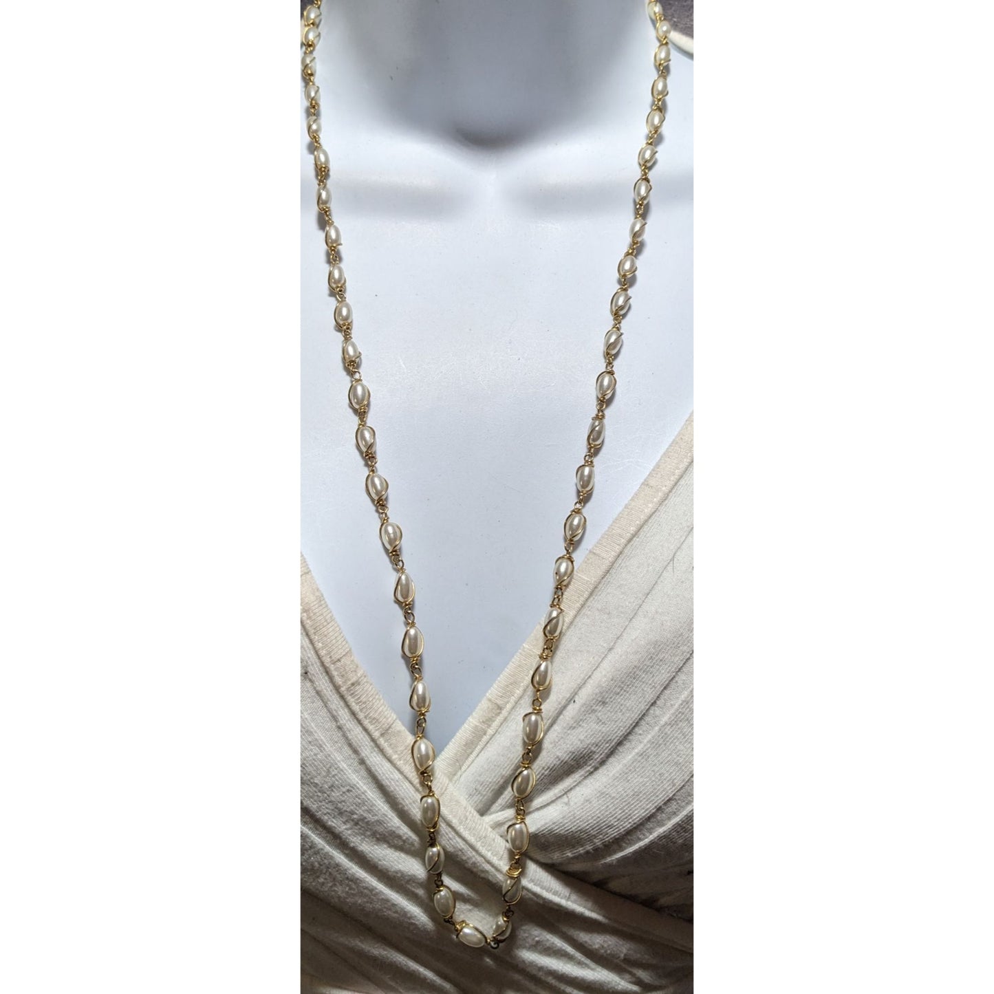 Vintage Napier Wire Wrapped Pearl Necklace