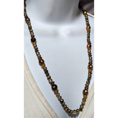 Earthy Retro Brown And Gold Beaded Necklace