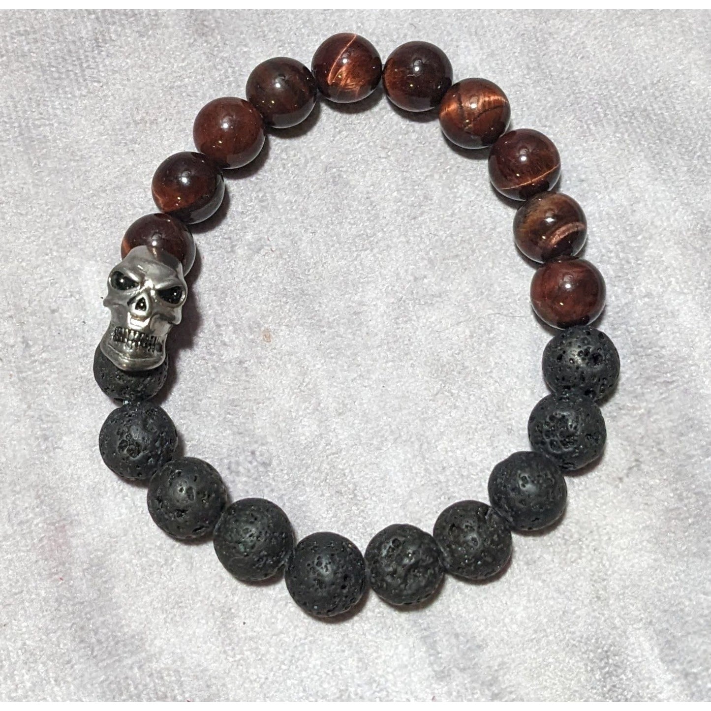 Steve Madden Skull Tiger Eye Lava Bead Bracelet