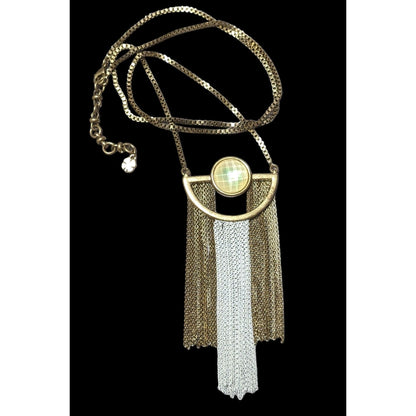 Lucky Brand Retro Geometric Fringe Pendant Necklace