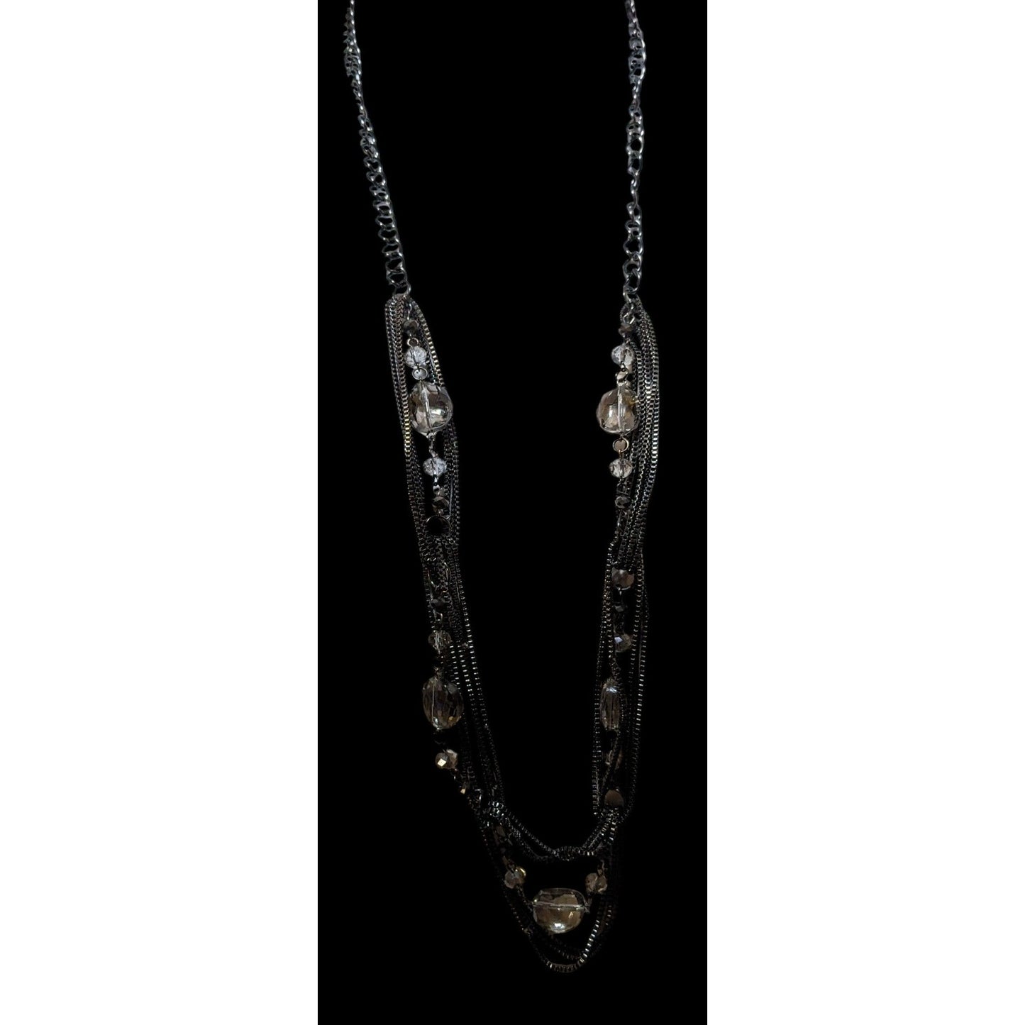 Glam Goth Gemmed Chain Multilayer Necklace