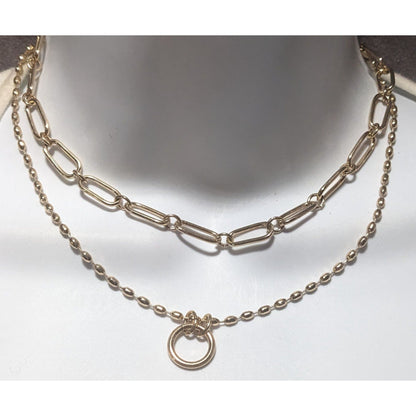 Halogen Layered Gold Chain Paperclip Necklace