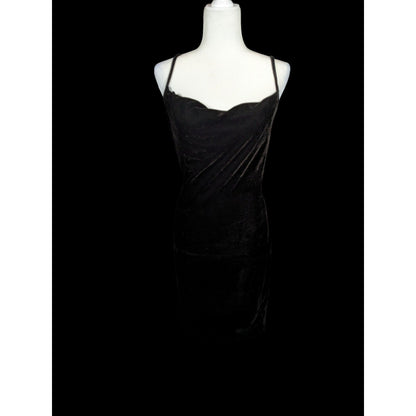 Iris Gothic Black Stretch Velvet Cross Back Mini Dress Size Medium
