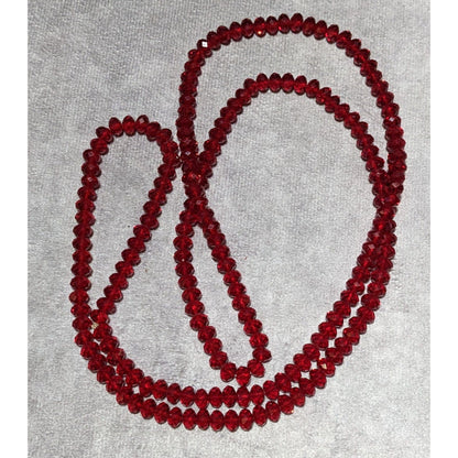 Red Faceted Glass Beaded Stretch Necklace