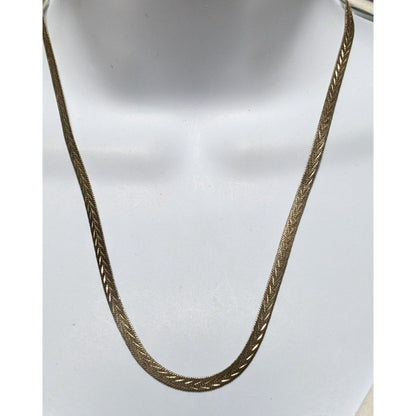 Vintage Worthington Etched Gold Herringbone Chain