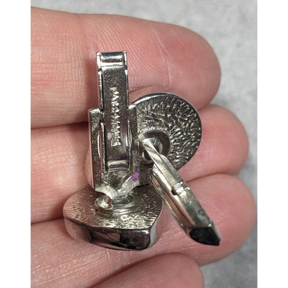 Vintage Bohemian Stile Teardrop Silver Tone And Black Cufflinks