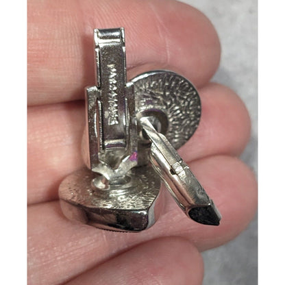 Vintage Bohemian Stile Teardrop Silver Tone And Black Cufflinks