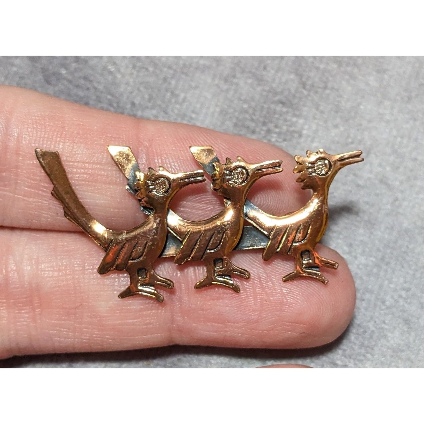 Vintage Copper By Bell Pure Copper Roadrunner Brooch