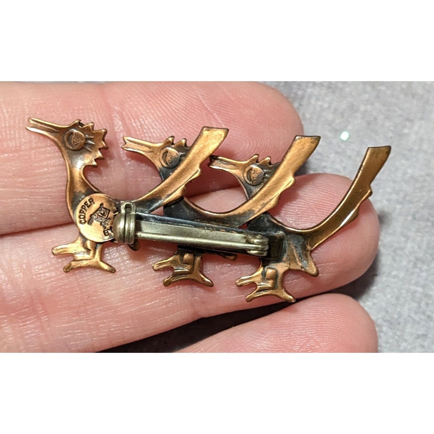 Vintage Copper By Bell Pure Copper Roadrunner Brooch