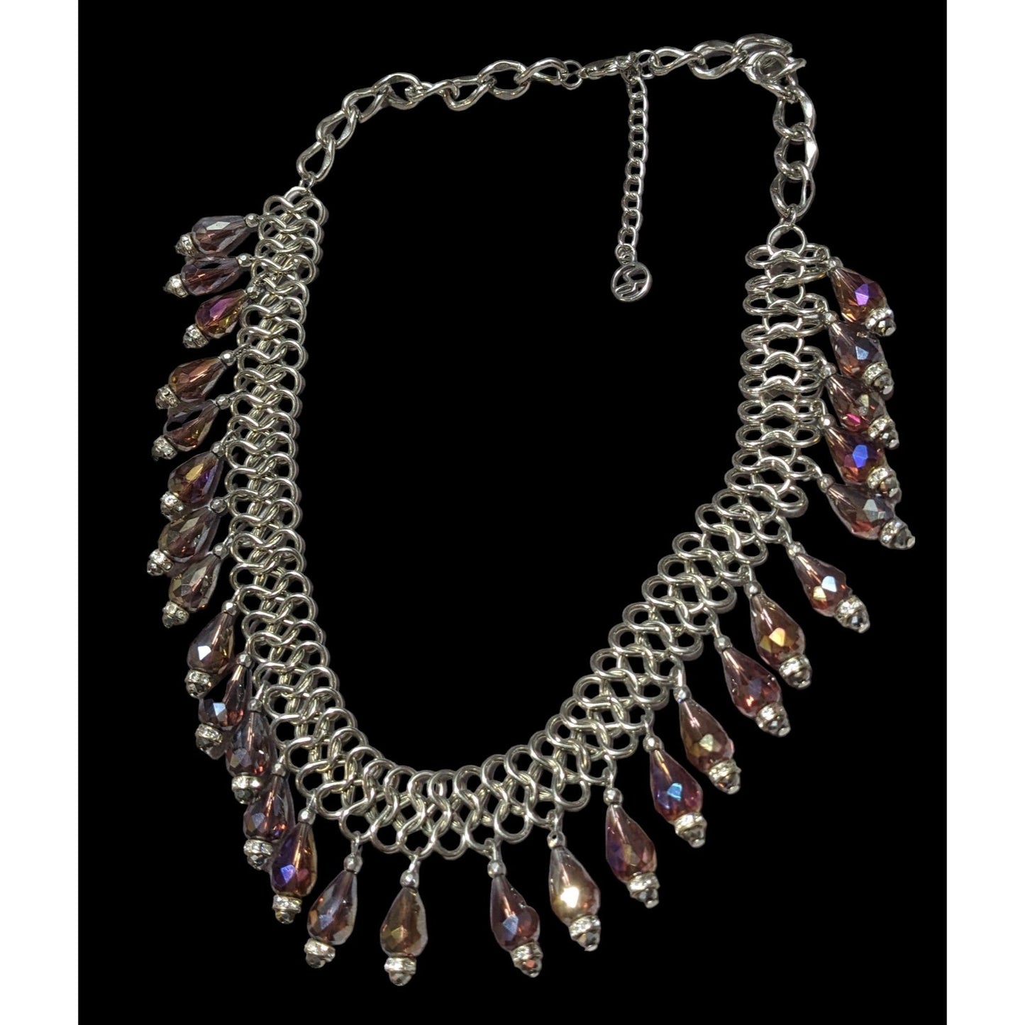 Oil Slick Glass Fringe Necklace