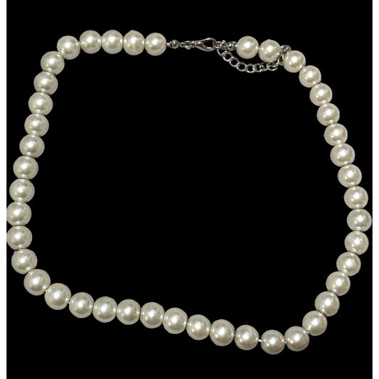 Classic Glass Faux Pearl Beaded Necklace