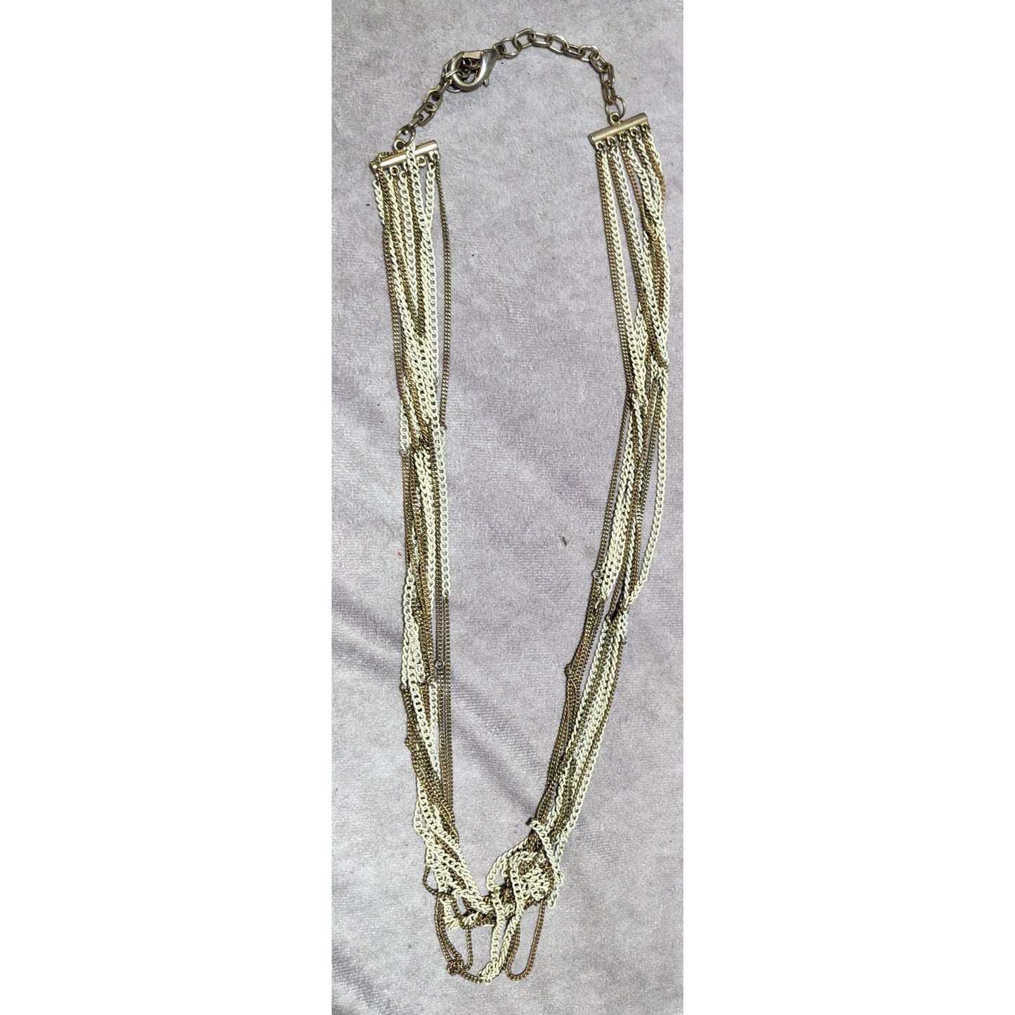 Gold And White Multilayer Chain Necklace