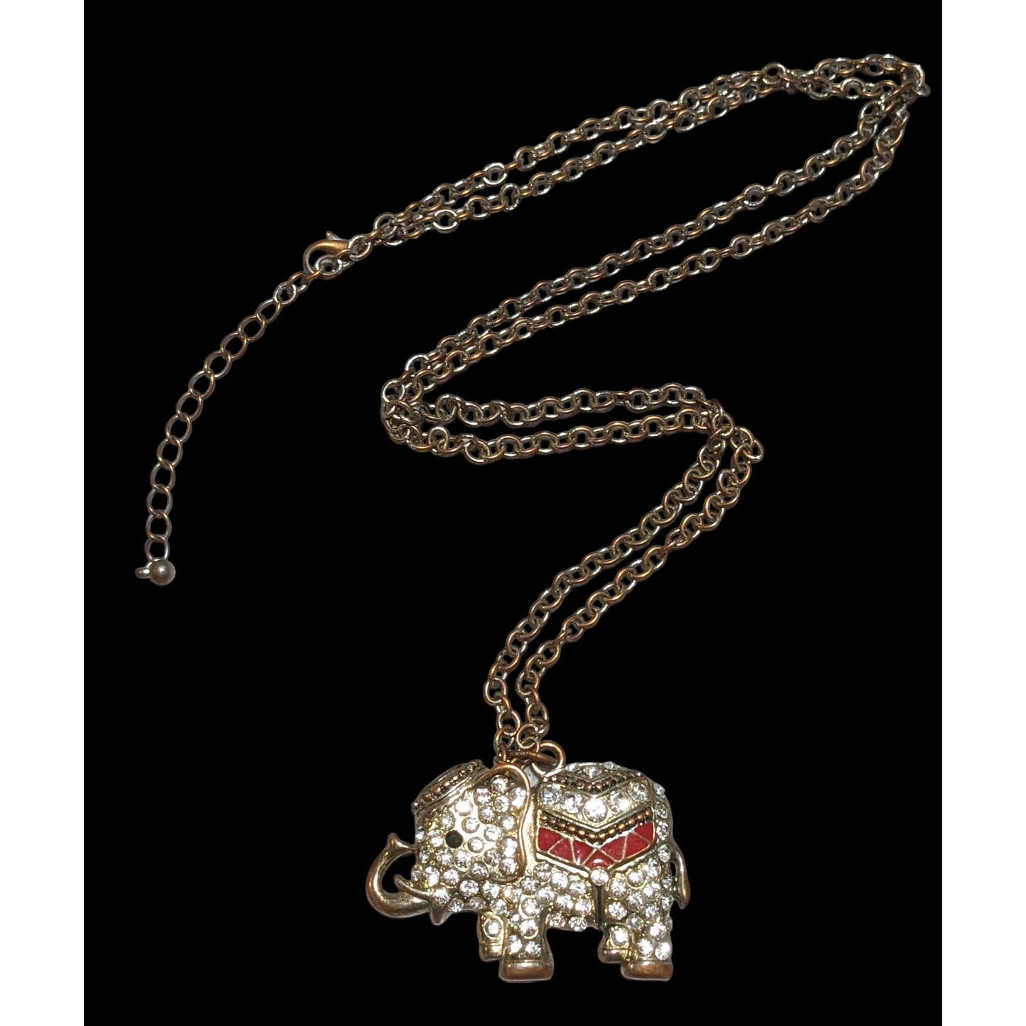 Vintage Bohemian Rhinestone Elephant Necklace