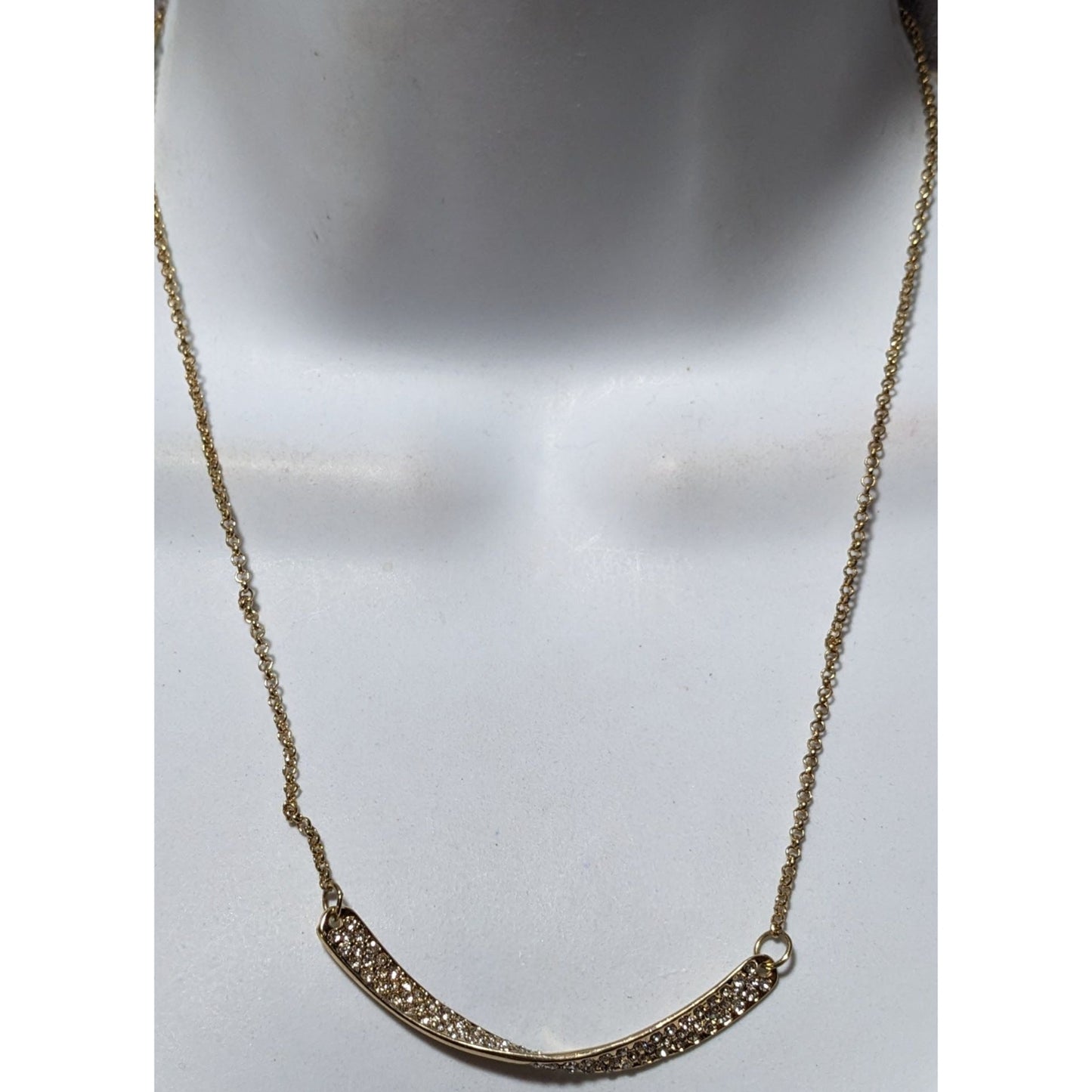 Sparkly Glam Gold Rhinestone Twisted Bar Necklace