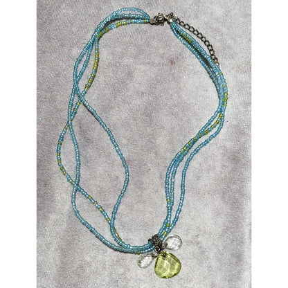 Handmade 90s Blue And Green Glass Necklace