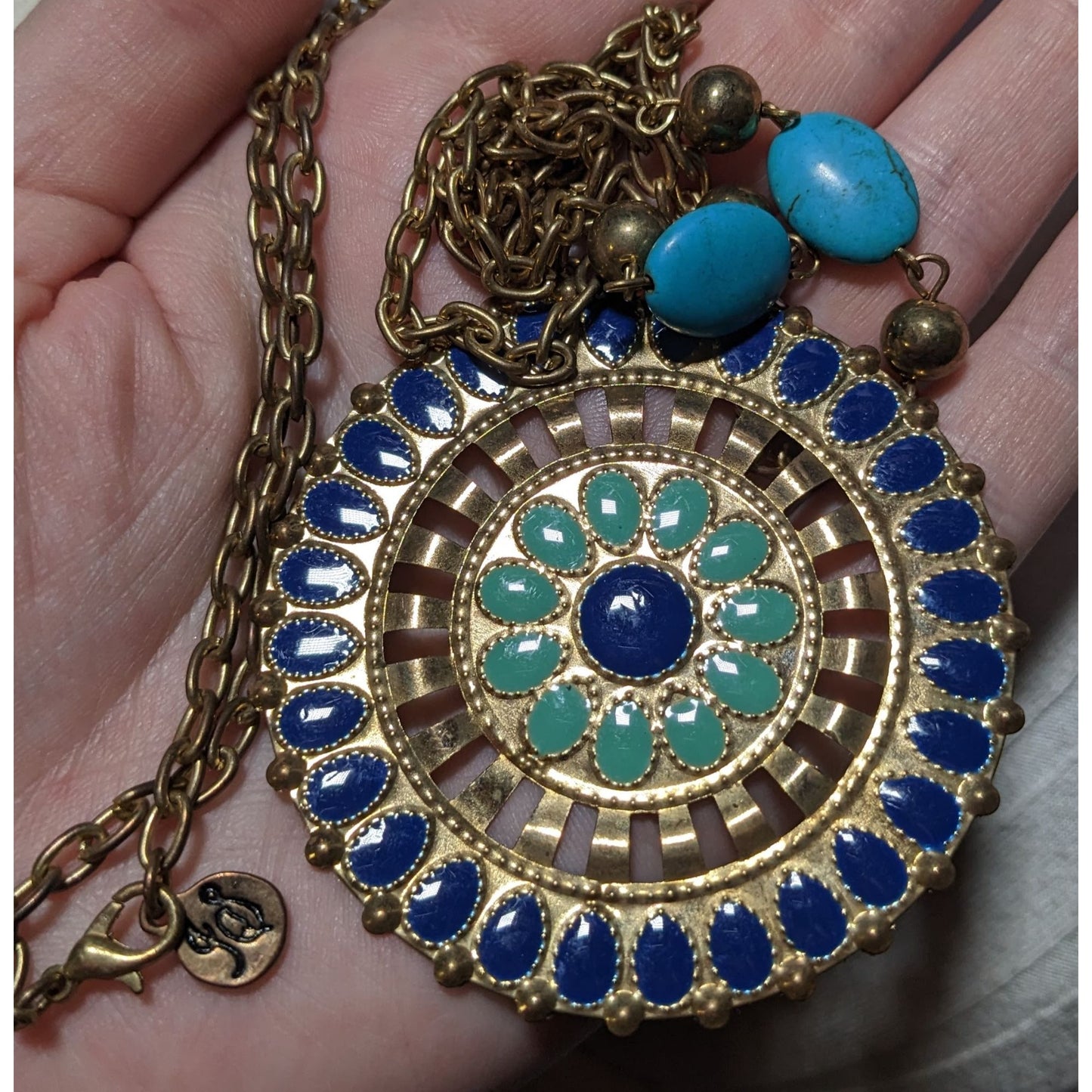 JS Collection Bohemian Enamel Medallion Necklace