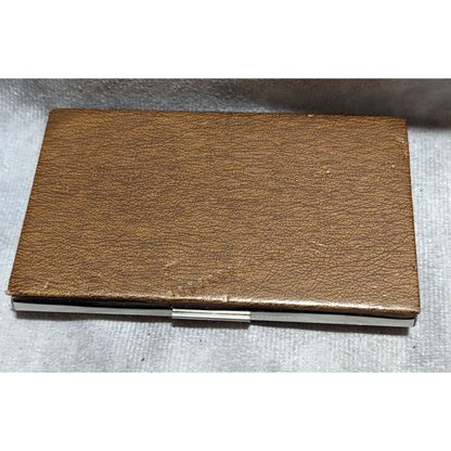 Metal Faux Leather Card Case