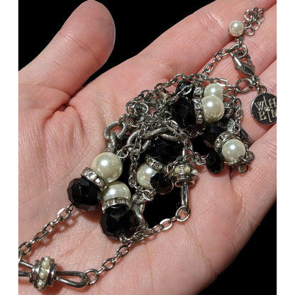 White House Black Market Pearl Black Glass Chain Necklace