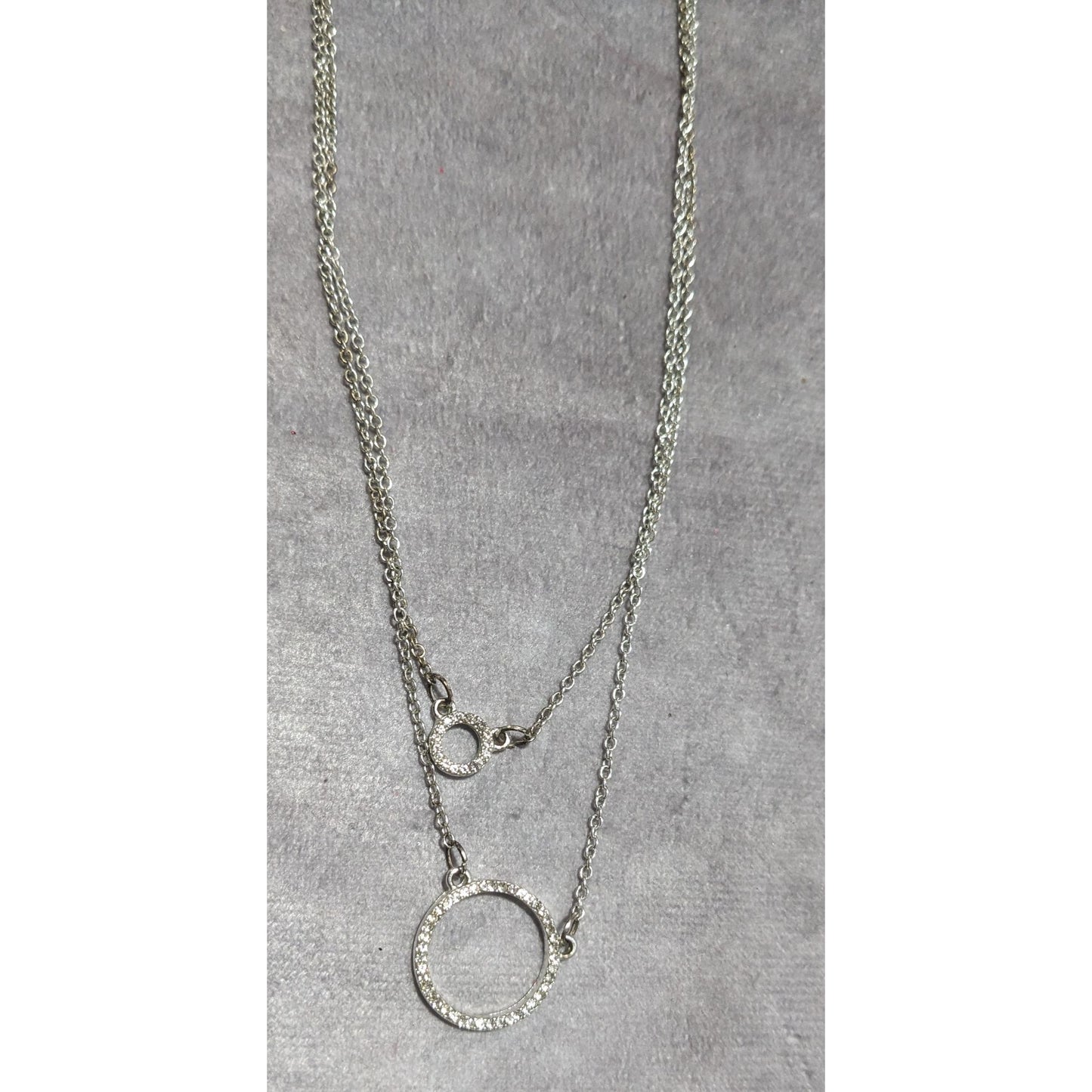 Liz Claiborne Silver Double Circle Necklace