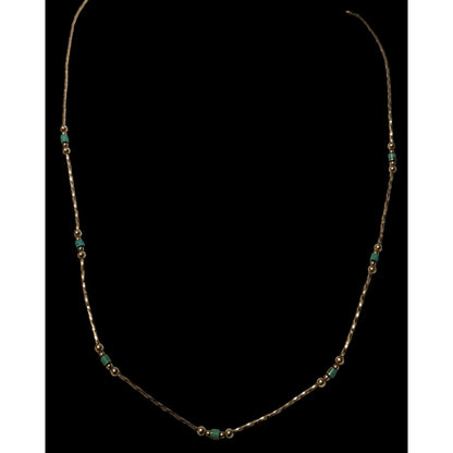 Minimalist Elegant Turquoise And Gold Beaded Necklace