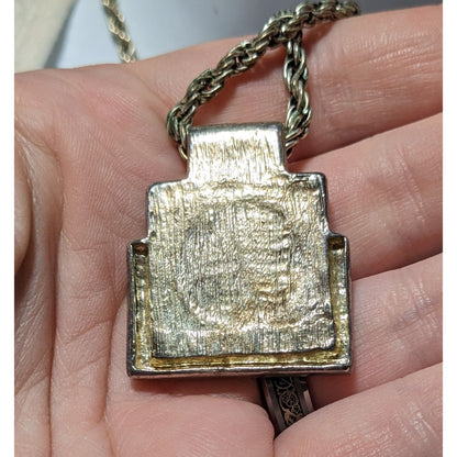 Vintage Honey Glass Geometric Pendant Necklace