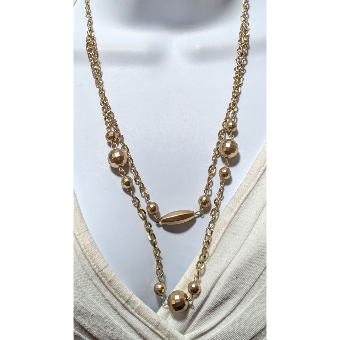 Multilayer Gold Beaded Chain Necklace