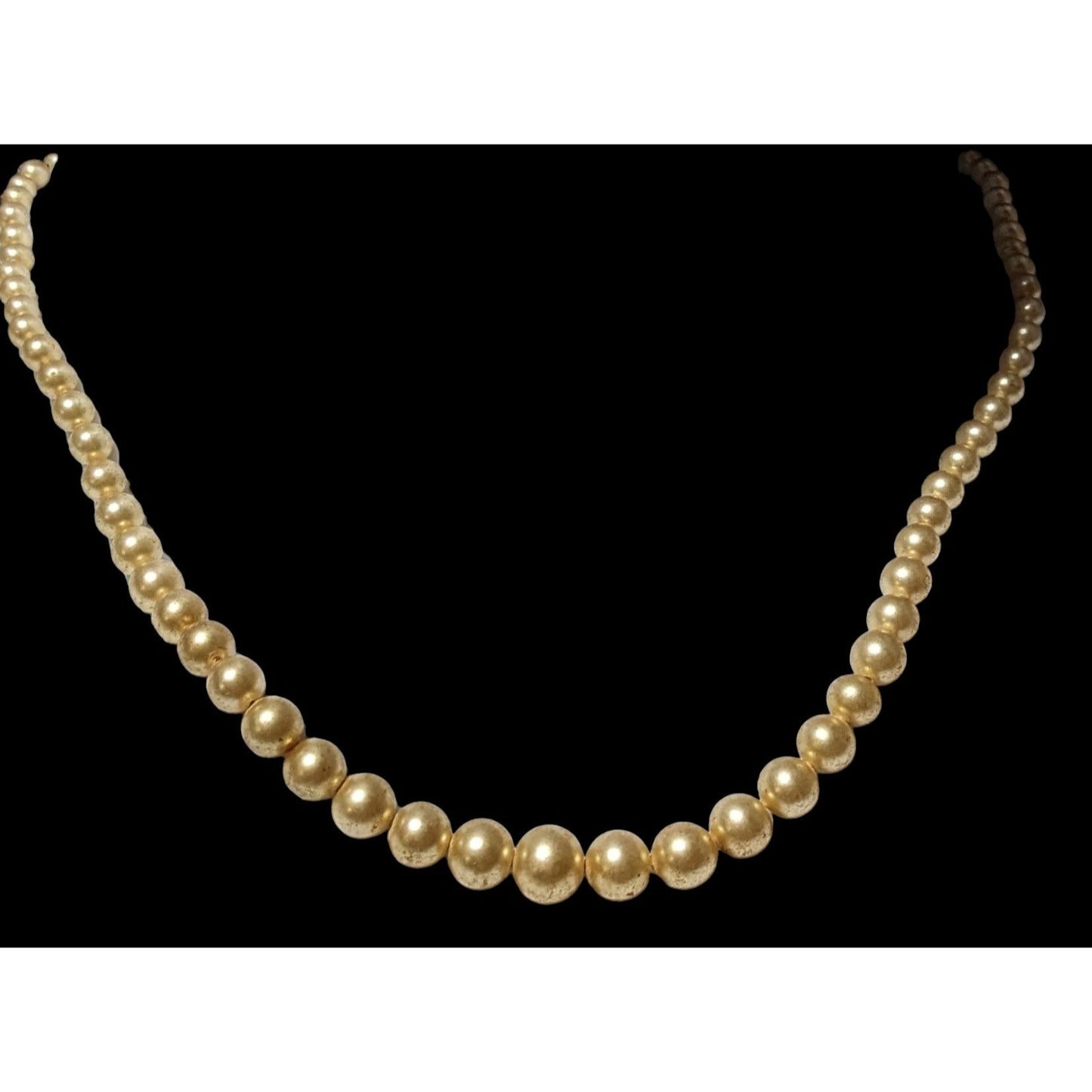 Vintage Gold Graduated Faux Pearl Necklace