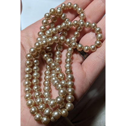 Vintage Tan Faux Pearl Beaded Necklace