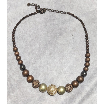 Chico's Vintage Brown & Gold Beaded Necklace