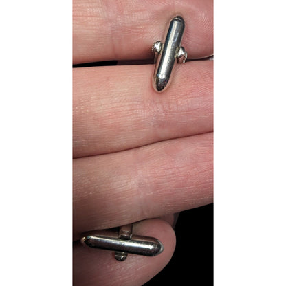 Modern Silver Tone Geometric Square Cufflinks