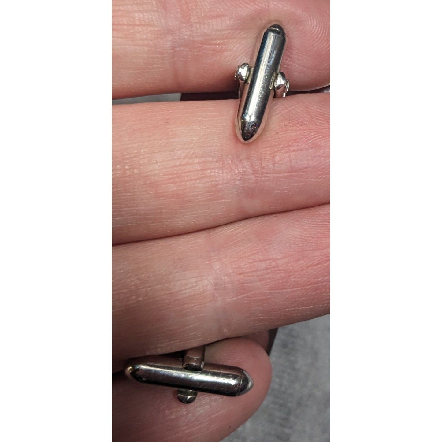 Modern Silver Tone Geometric Square Cufflinks