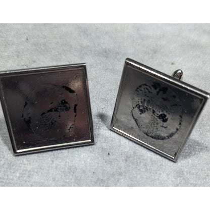 Modern Silver Tone Geometric Square Cufflinks