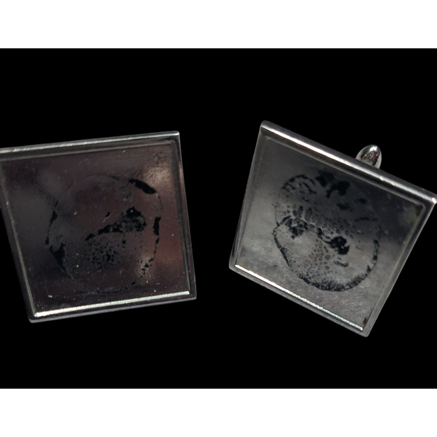 Modern Silver Tone Geometric Square Cufflinks