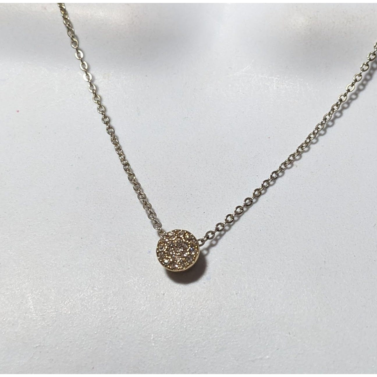 Minimalist Silver And Gold Rhinestone Pendant Necklace