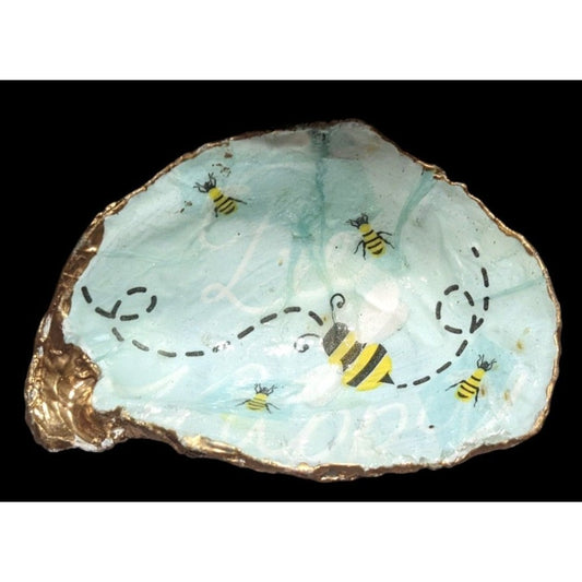 Bee Decoupage Shell Trinket DIsh