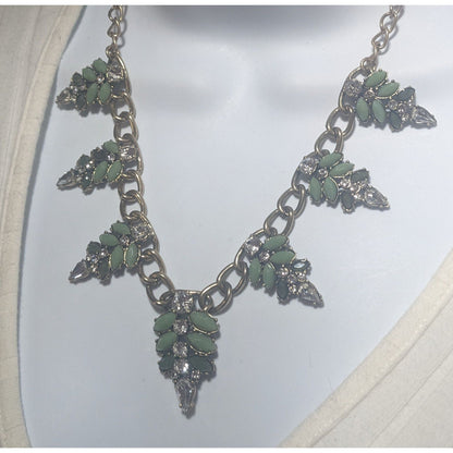 Green Gemmed Leaf Necklace