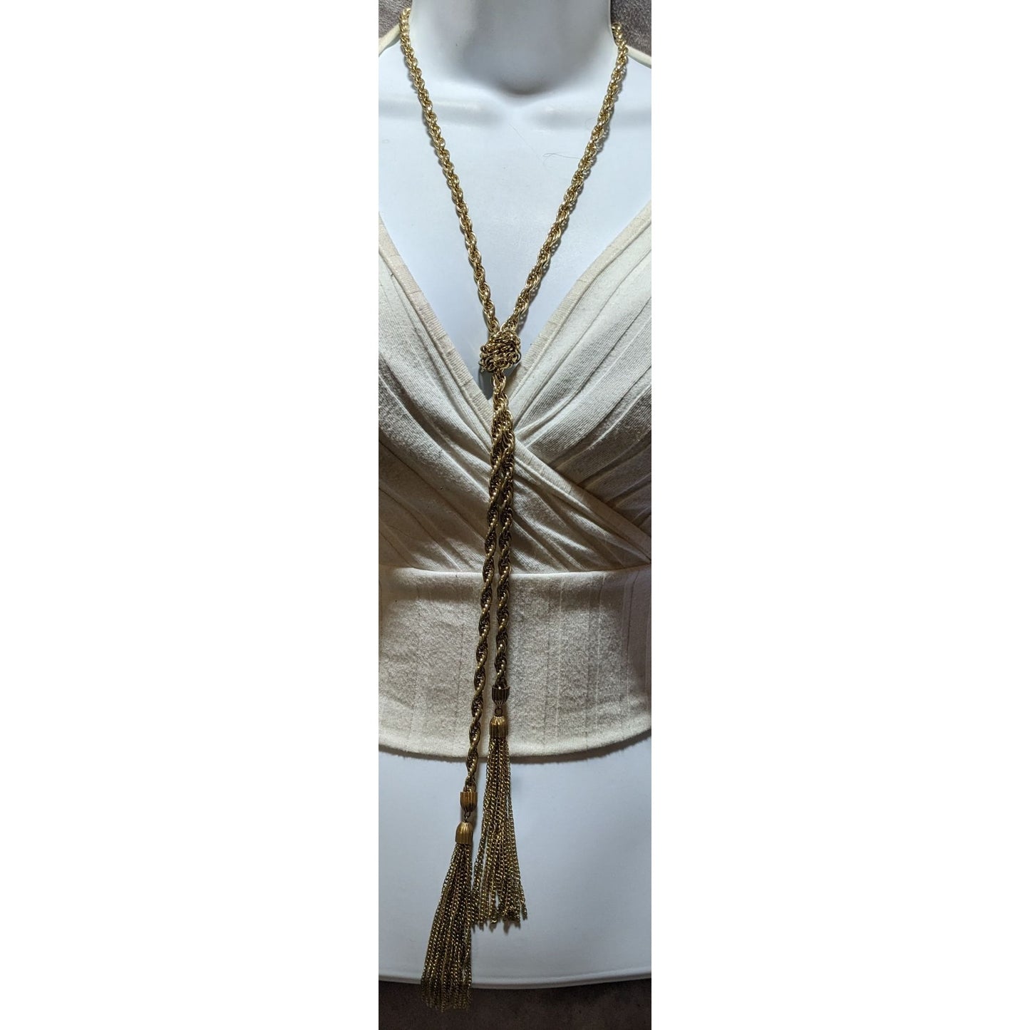 Vintage Gold Chain Knotted Tassel Necklace